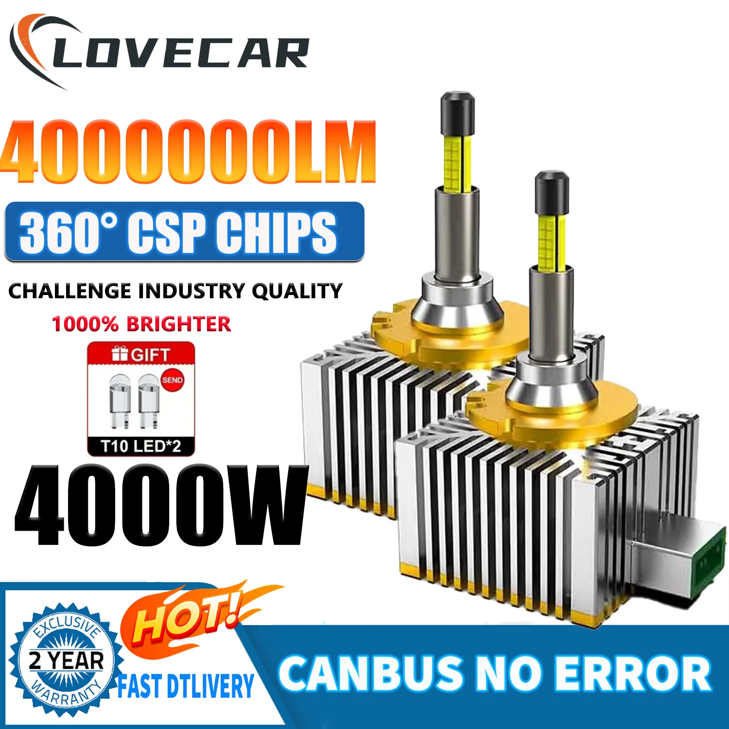 

LOVECAR LED 360 Car Headlight Bulb No Error HID Conversion Brighter Car Lamp 6000K Auto Lights D1S D3S D5S D8S 6500K LED Lamp