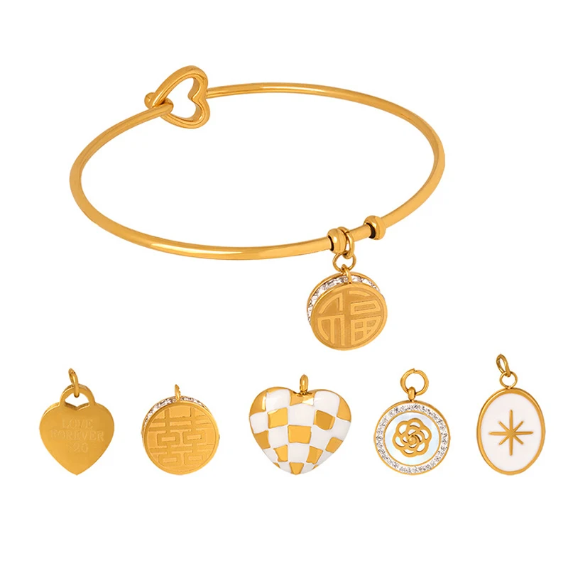 

Wholesale High Quality Elegant Stainless Steel Jewelry Gold Plated Round Bracelets For Women