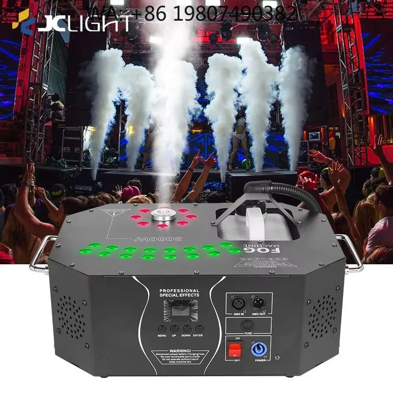 3000W 24PCS RGB LED Air Column Fog  DMX Remote Vertical Jet Smoke Generator for Wedding Stage Live Events FX