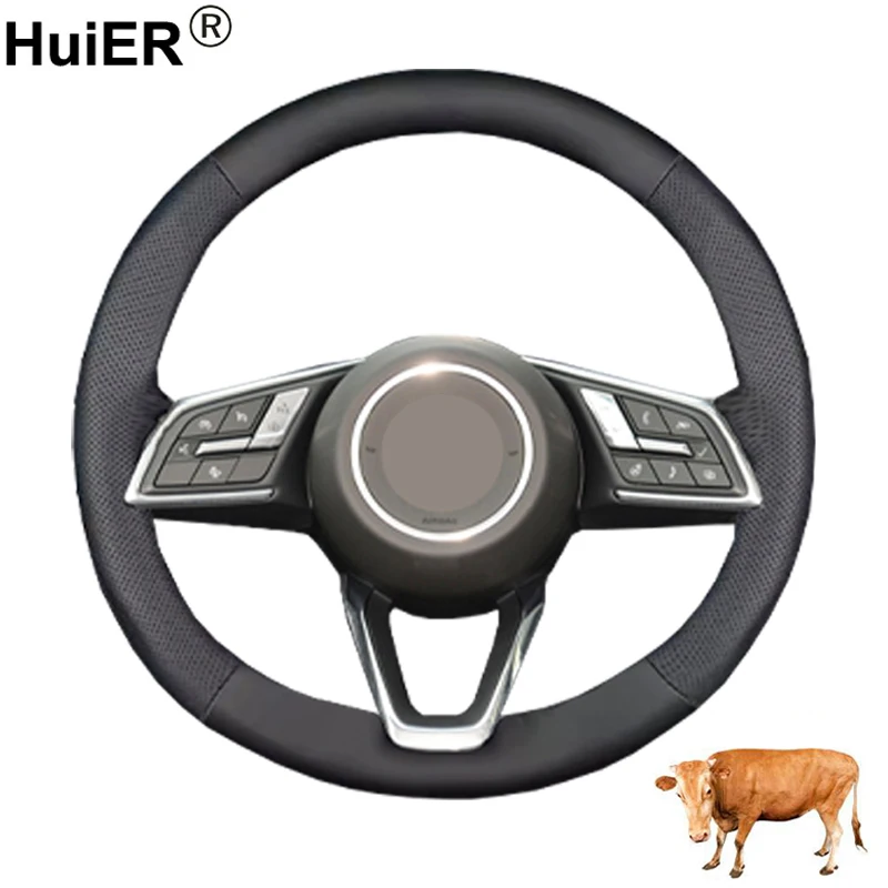 Cow True Leather Hand Sewing Car Steering Wheel Cover For Buick Electra E5 2023 2024 Braid On Steering Wheel Wrap Protector