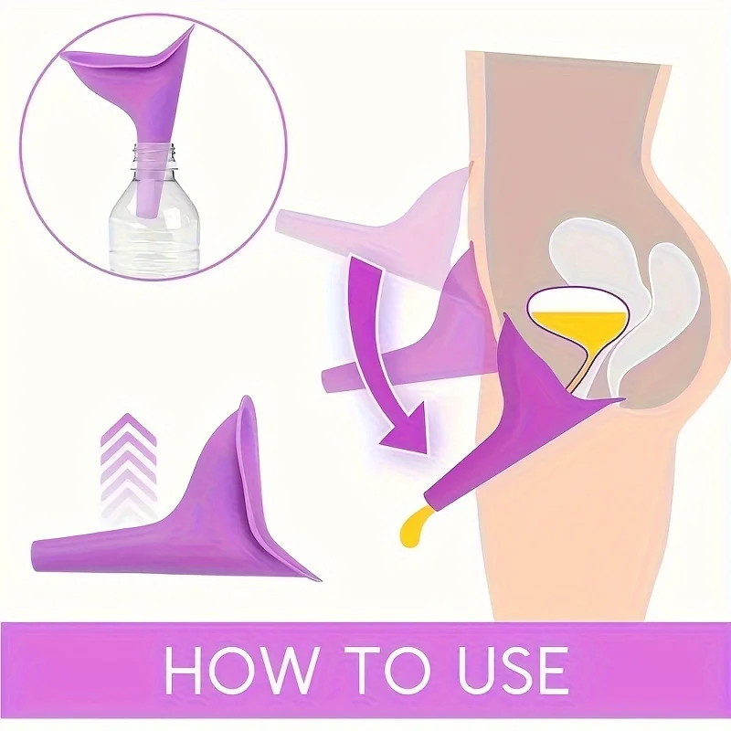 Set orinatoio portatile femmina con beccuccio pieghevole e scatola portaoggetti