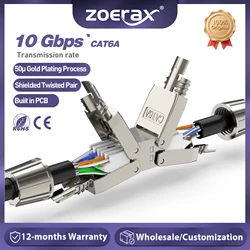 ZoeRax Cat6A Cat7 Cable Extender Junction Adapter Connection Box RJ45 Lan Cable Extension Connector Full Shielded Toolless