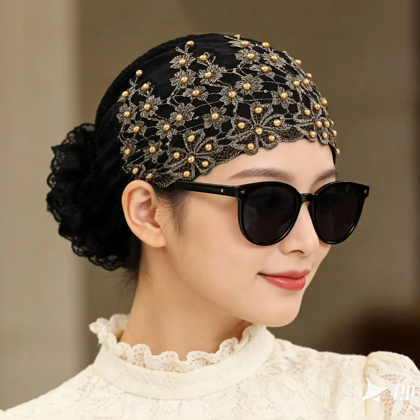 

Head Scarf, Hat, Lace Hat, Ethnic Characteristic Hat, Elastic Headgear, Beaded Headgear, Fashionable Hollow