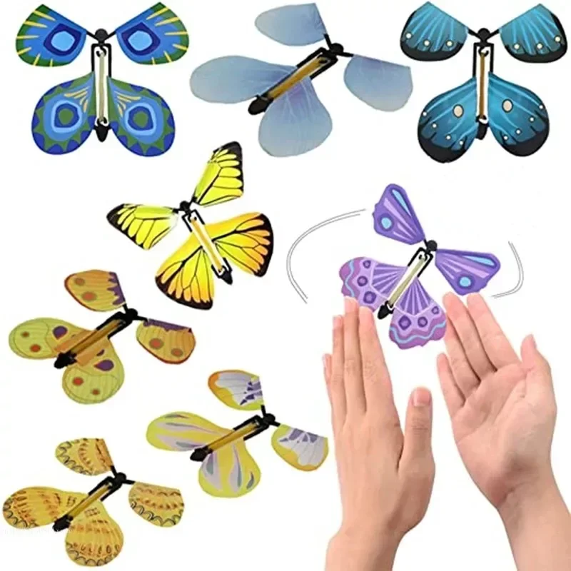 Flying Butterfly Toy for Children, Rubber Band, Flying Butterfly, Great Surprise Gift, Deck Box, Magic, 1Pc