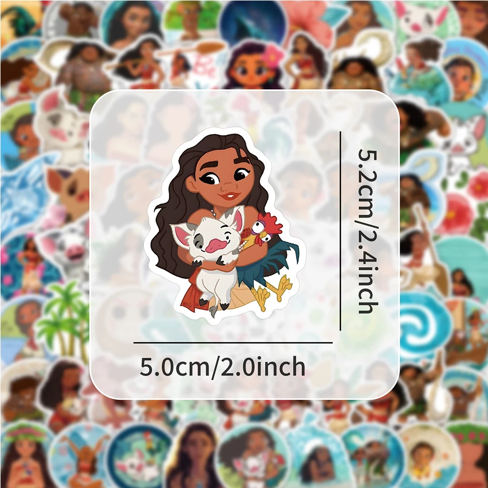 

10/30/50/100pcs Cute Disney Moana Anime Princess Stickers Cartoon Decals Waterproof DIY Suitcase Stationery Phone Sticker Decor