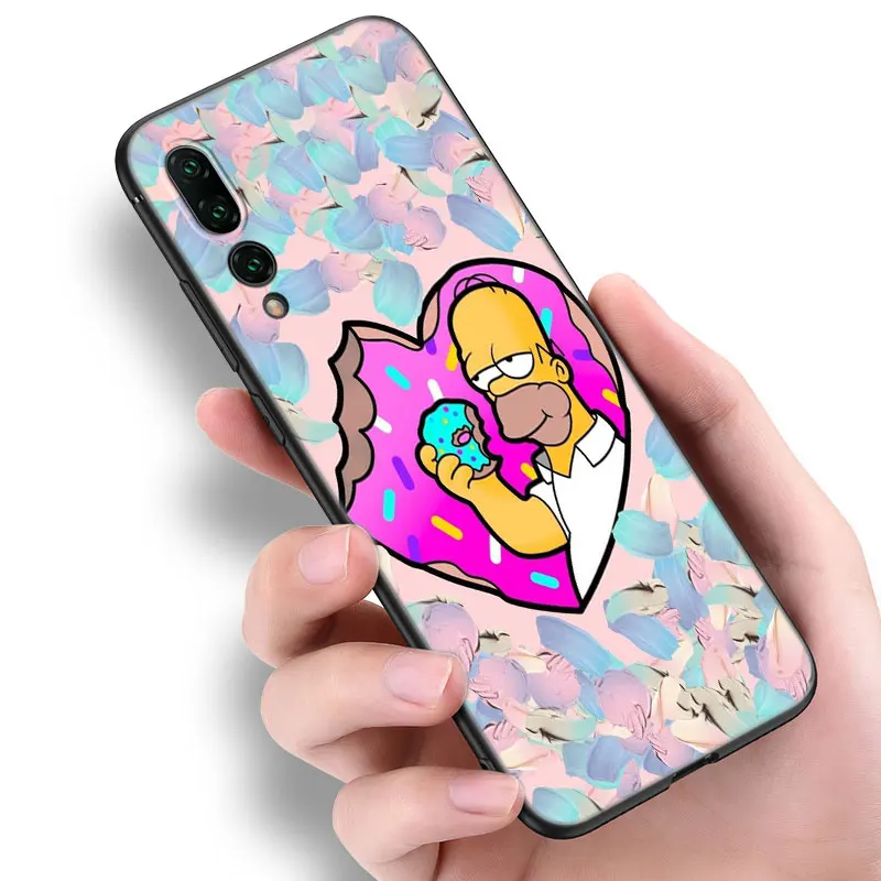 Homers-S-Simpsons Black Silicone Phone Case For Huawei P10 P20 P30 P40 Lite P50 P60 Art P50E P Smart Z 2018 2020 2021 Pro 2019