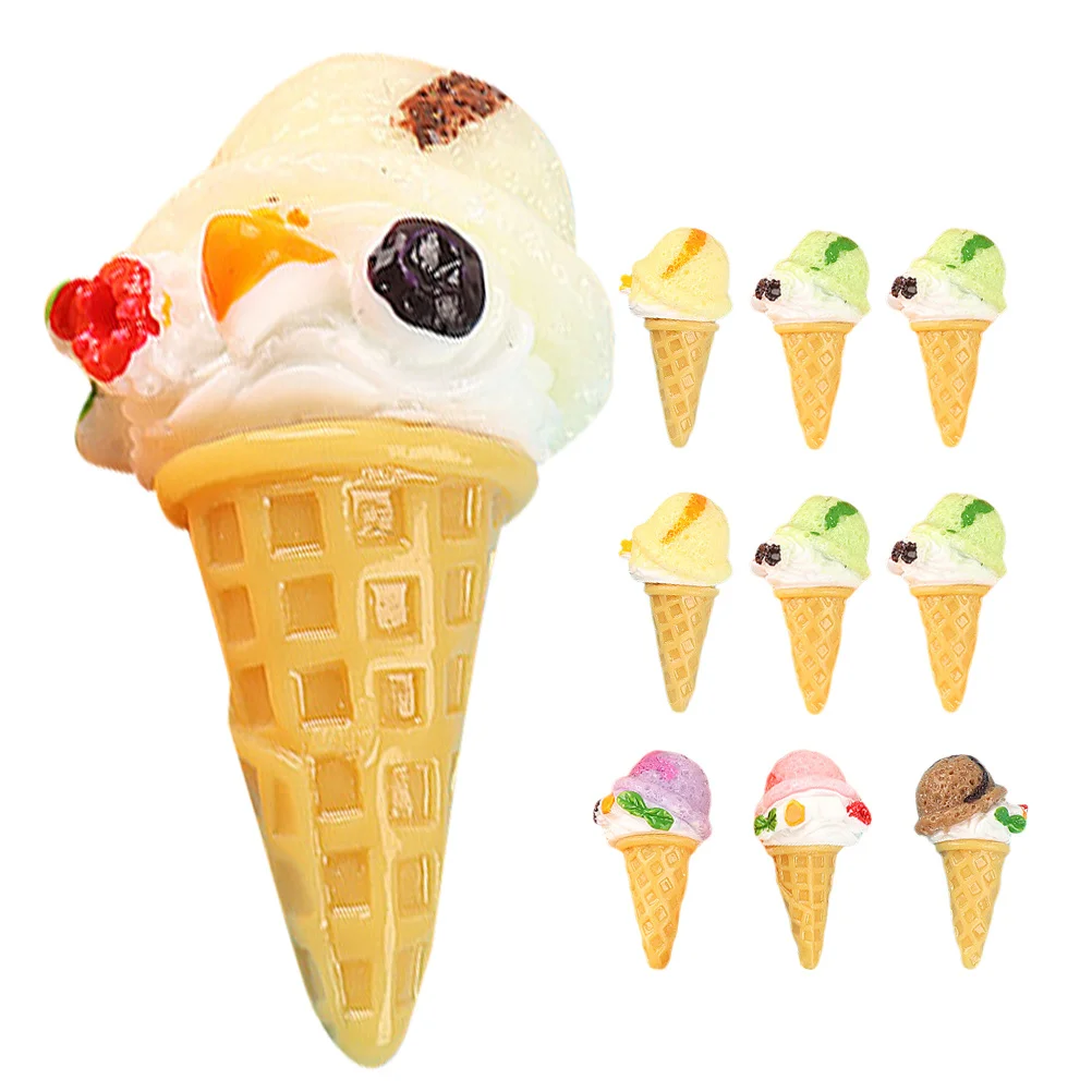 

10pcs Fake Ice Cream Cone Resin Dessert Display For Coffee Ice Cream Bar Accessories Home Store Decoration