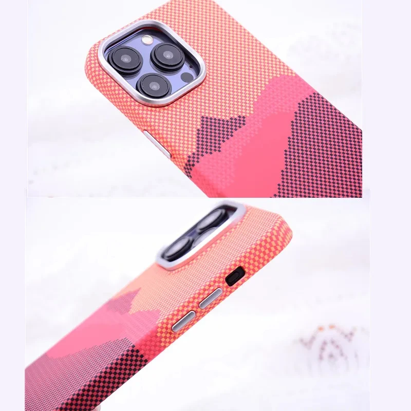 Matte Karbon Hard Back Case With Magnet For iPhone 15 14 13 12 Pro Max Patterned cloud Slim Cover Wireless Charge For Magsafe