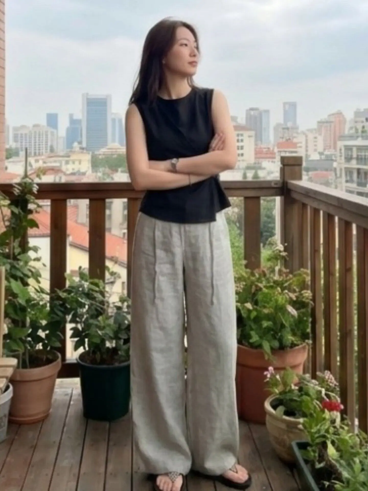 High-End Lyocell Casual Wide Leg Pants Women's Summer New High Waist Slimming Loose Versatile Straight Floor-Length Trousers
