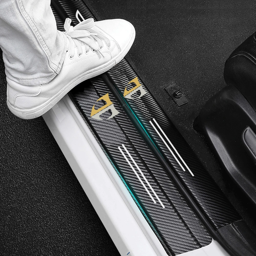 

New 4pcs car stickers door sill strips pedals carbon fiber decorative strips for Hyundai Tiburon Coupe T Auto Accessories