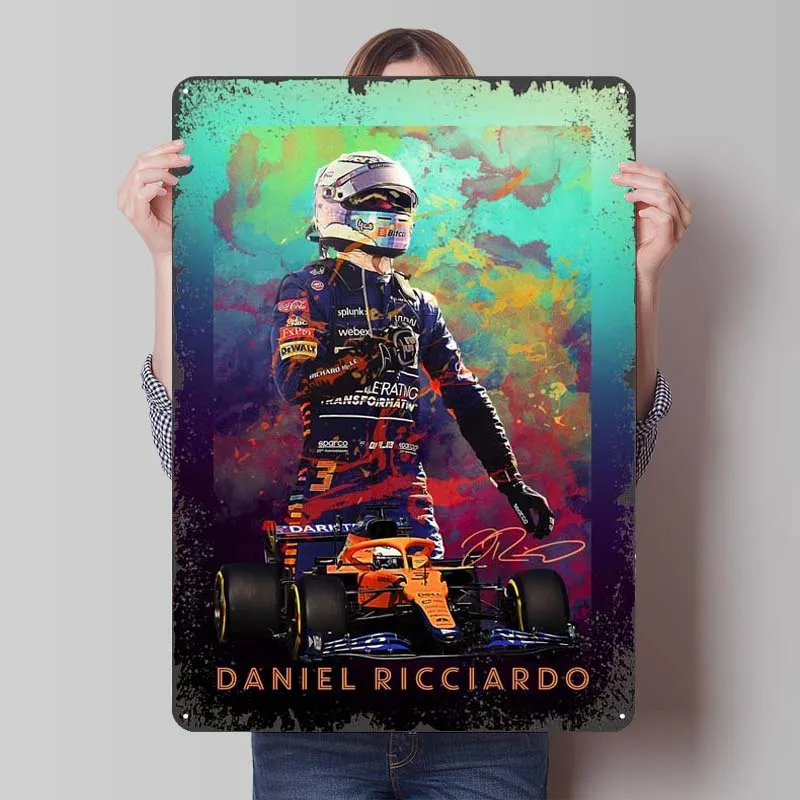 Daniel Ricciardo Metal Poster F1 Sports Tinplate Sign House Decor Accessories for Home Decor Decorative Metal Plate Art Mural