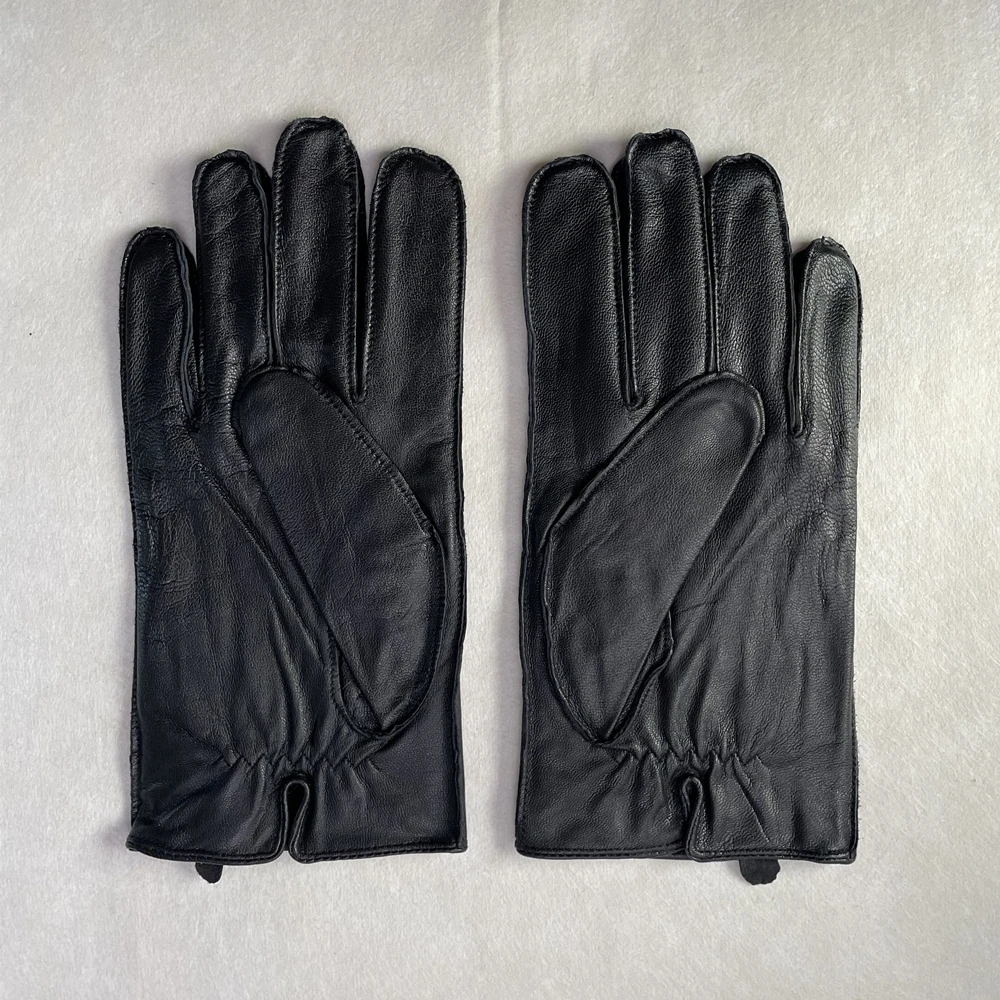 GOURS-guantes de cuero auténtico para hombre, manoplas de piel de cabra auténtica, forro polar, cálido y suave, moda de conducción, novedad de invierno, GSM049