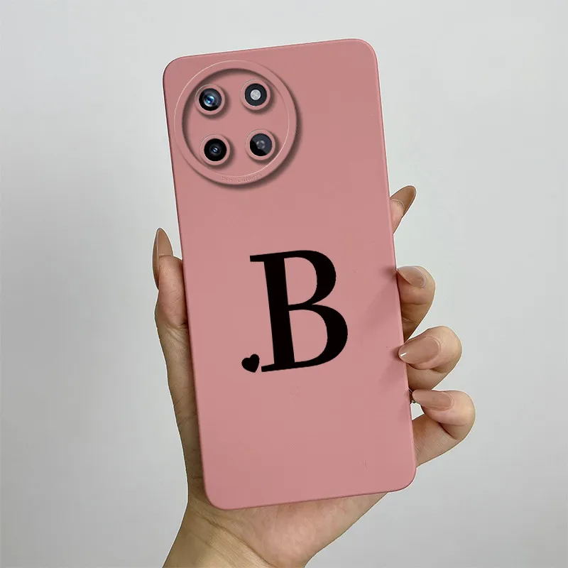 For Realme 11 4G RMX3636 Cute Initial Letters Camera Lens Protective Shockproof Case Realme11 4G Soft Silicone Phone Casing