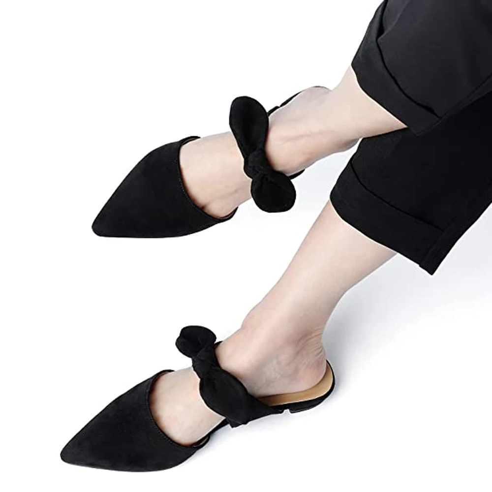 Lovirs Women's Cute Bowknot Flats Shoes Pointed Toe Mules Slingback Dress Casual Shoes Summer Shoes Plus Size US5-15