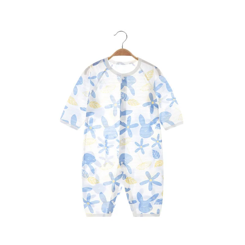 Boys and Girls\' Cartoon Printed Crawling Clothes Thin and Comfortable Cotton Jumpsuit Air-conditioned Suit Romper Summer