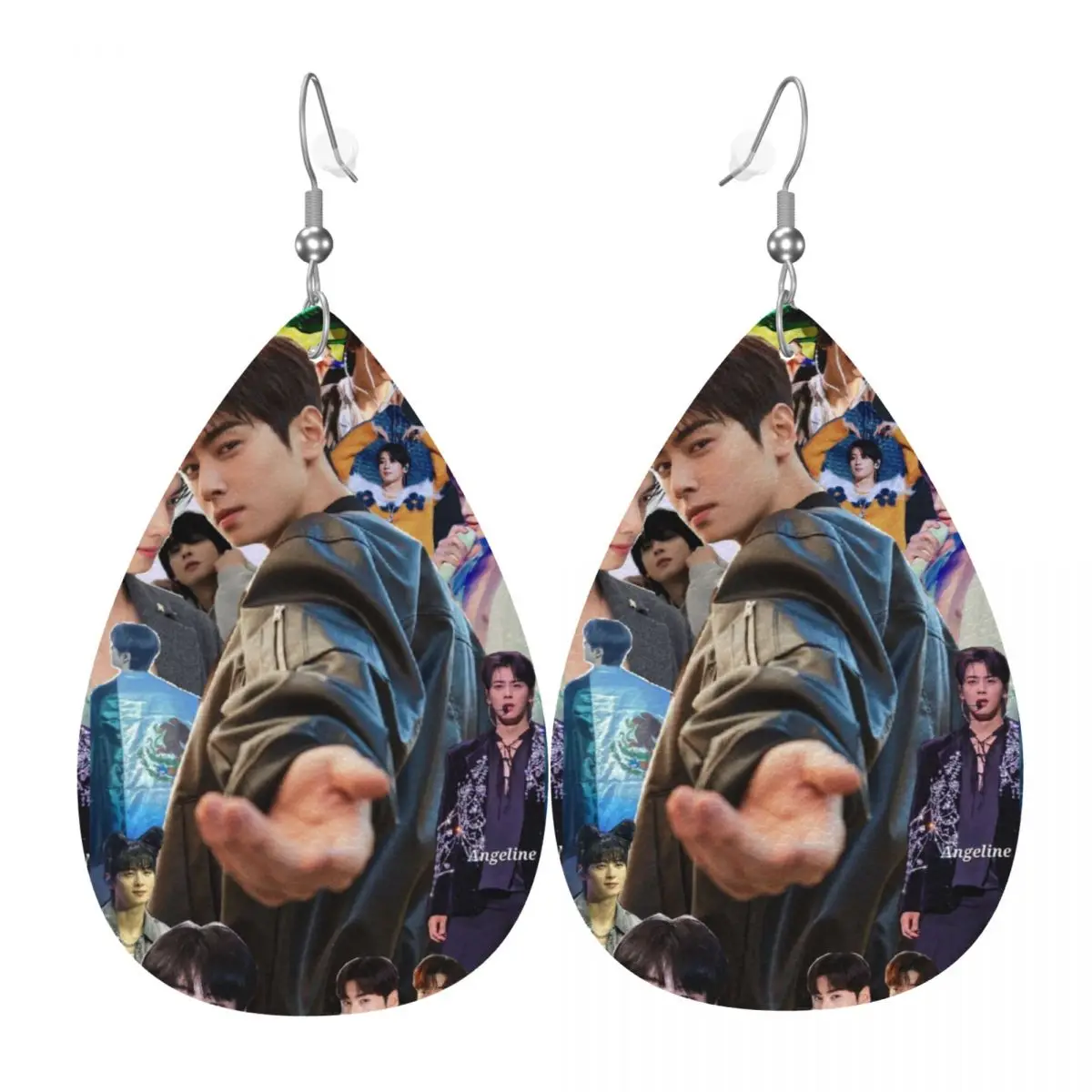 Custom Cha-A Singer Eun Woos Leather Teardrop Earrings for Leather Earrings Fashion Kpop Star Lightweight for Parties Holidays