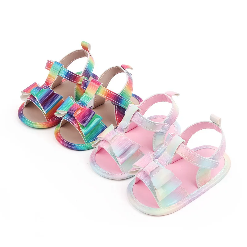 2023 Summer Newborn Baby Girls Colorful Sandals Fashion Toddler Soft-soled Non-slip Casual Shoes 0-18 Months