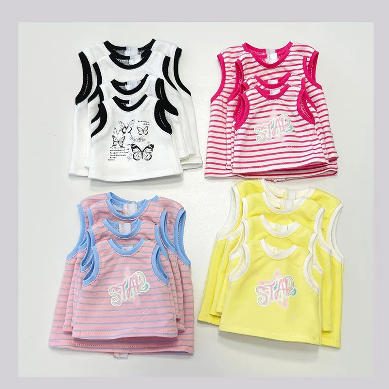 1/6Bjd Doll Fashion Letter Top 1/4Bjd Bow Trendy T-Shirt Versatile Cotton Socks For Juli Girls Mini Baby Toy Doll Clothing