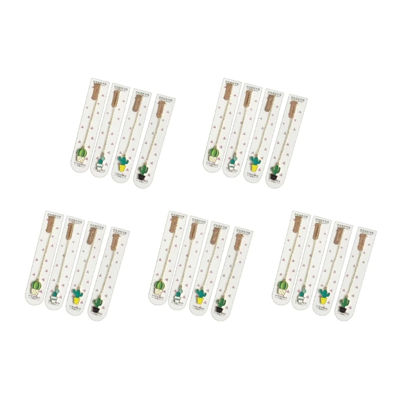 Simpatico segnalibro con catena Ciondolo a forma cactus Segnapagina libro in metallo Cancelleria scolastica per bambini