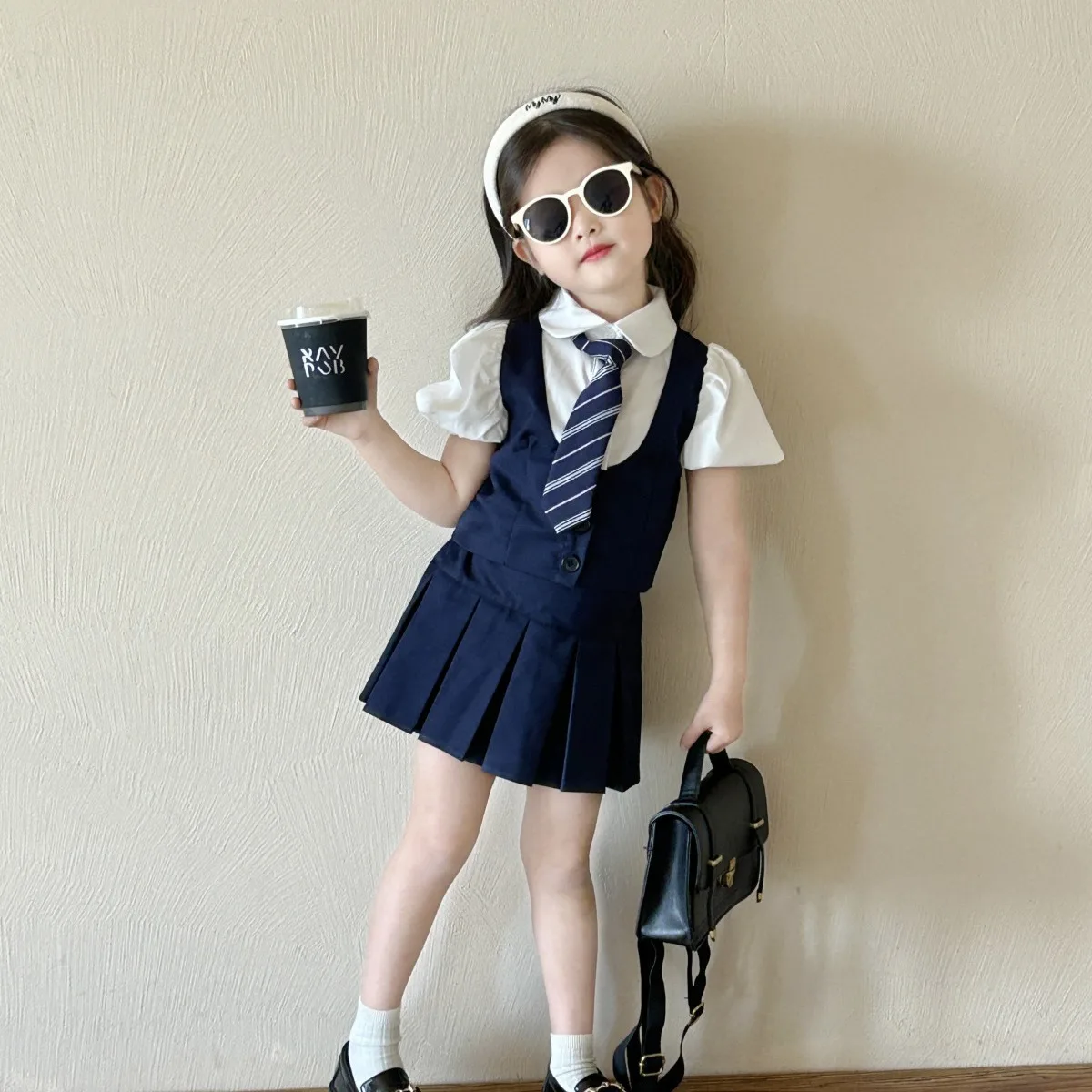 Girls' School Uniform 2024 New Korean Children's 2-6-8 Year Old Baby Skirt Pants Garden JK Set