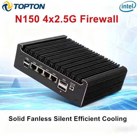 New Solid Fanless Firewall Mini PC Intel N150 N95 Pentium 6405U 4417U 4x2.5G LANs DDR4 NVMe Type-C Home Server pfSense OPNsense