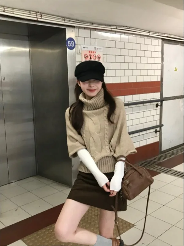 

Trendy High Ne Twisted Knit Sweater Women's Autumn New Korean Sle Versatile Slimming Design Unique Knitted Top