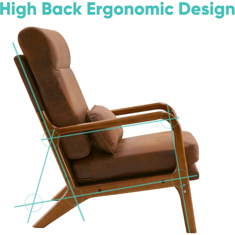 كرسي صالة لهجة منتصف القرن كرسي حديث عالي الظهر كرسي بإطار خشبي كرسي مريح للقراءة لغرفة المعيشة وسرير المكتب