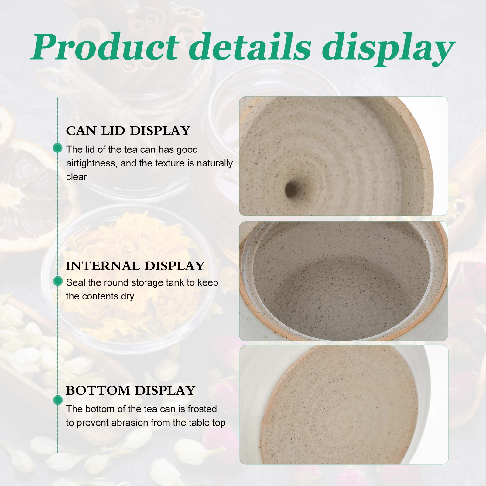 

Vintage Ceramic Storage Container Tea Jar Sealed Lid Kitchen Food Canister Air Tight Moisture Proof Home Office Storage Can