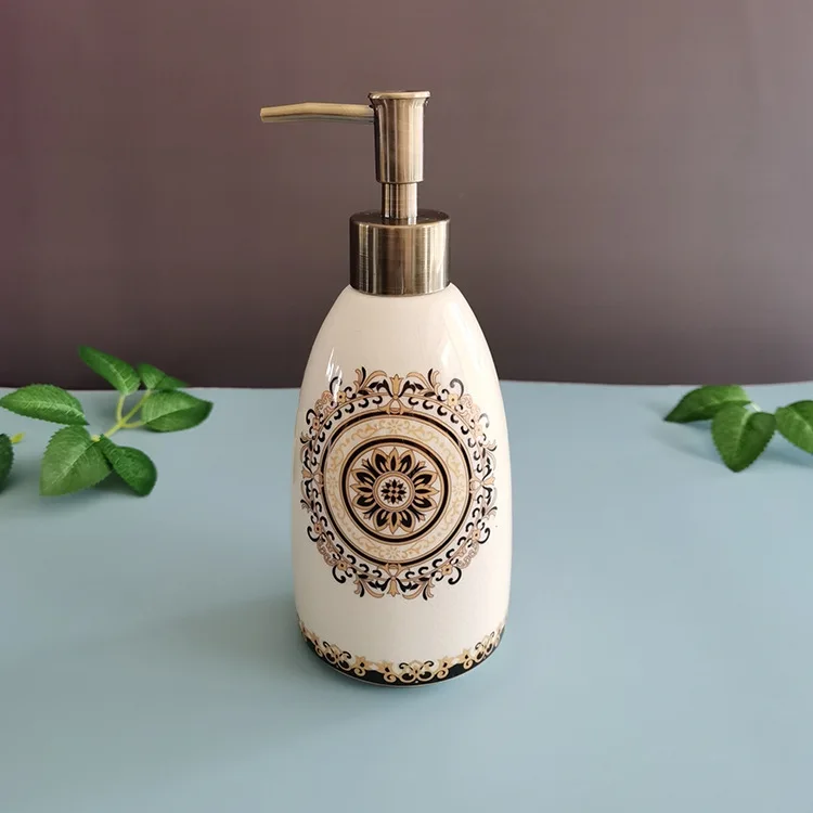 Creative American Style Ceramic Lotion Bottle Refillable Dispenser For Bathroom Kitchen Liquid Soap Shampoo Dish Detergent