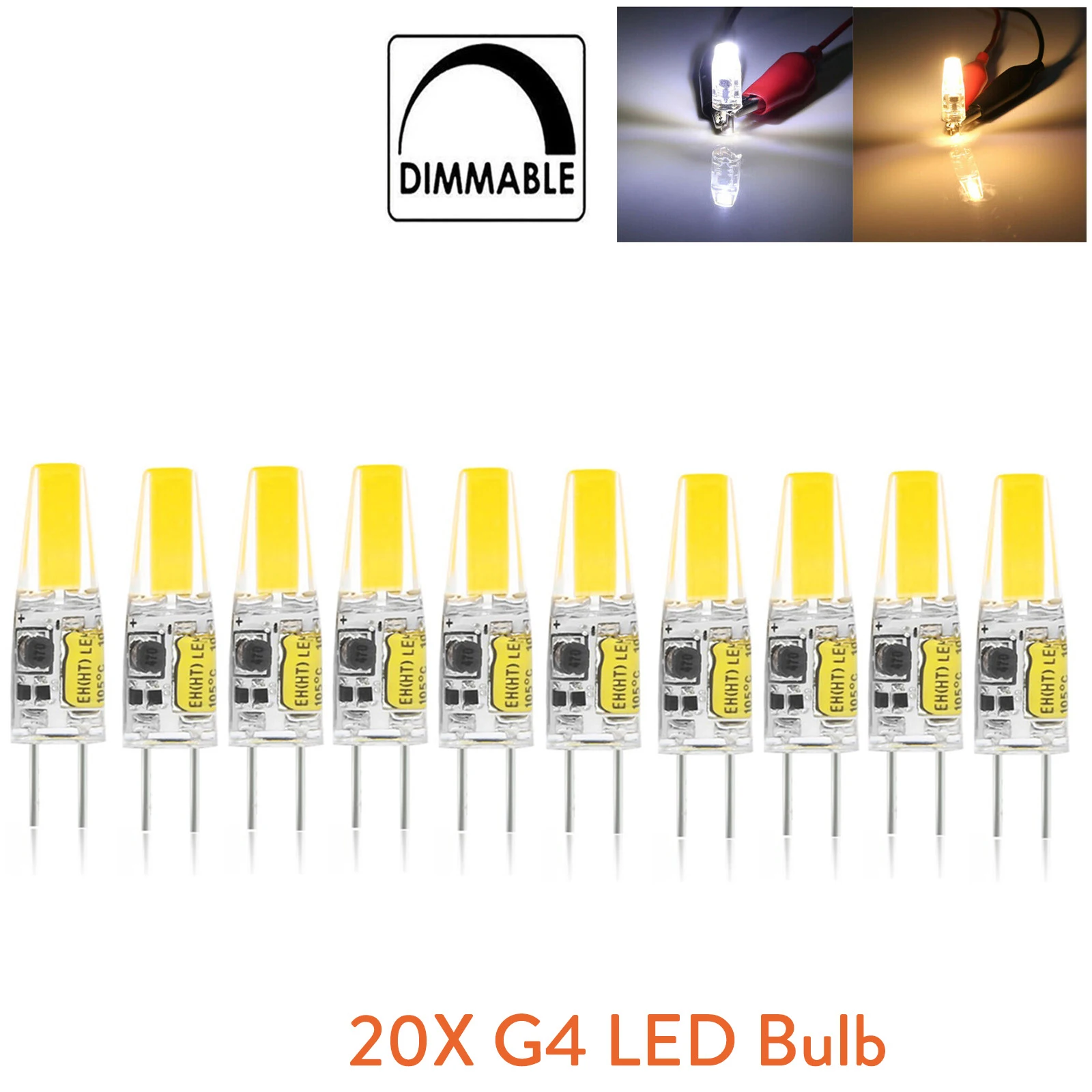 

20Pcs Mini G4 Led Silicone Lamps 6W Dimmable Bulb Ac Dc 12V Cob Light Bulbs Cool White Warm Chandelier Spotlight Bombillas Home