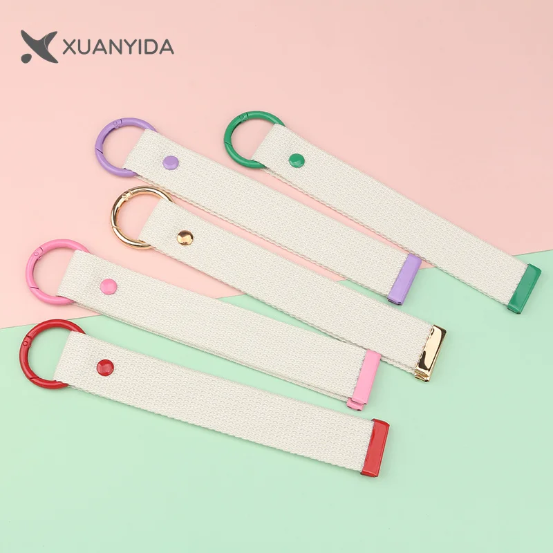 3.0 CM Strap Keyring Korea Blank Keychain Strap Name Tag For Women Girls DIY Patch Iron On Personal Key Chain Backpack Pendant