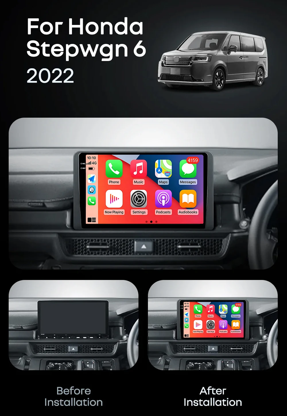 Android 16 Carplay&Auto Car Radio Navigation Multimedia Stereo Player QLED GPS For Honda Stepwgn 6 2022