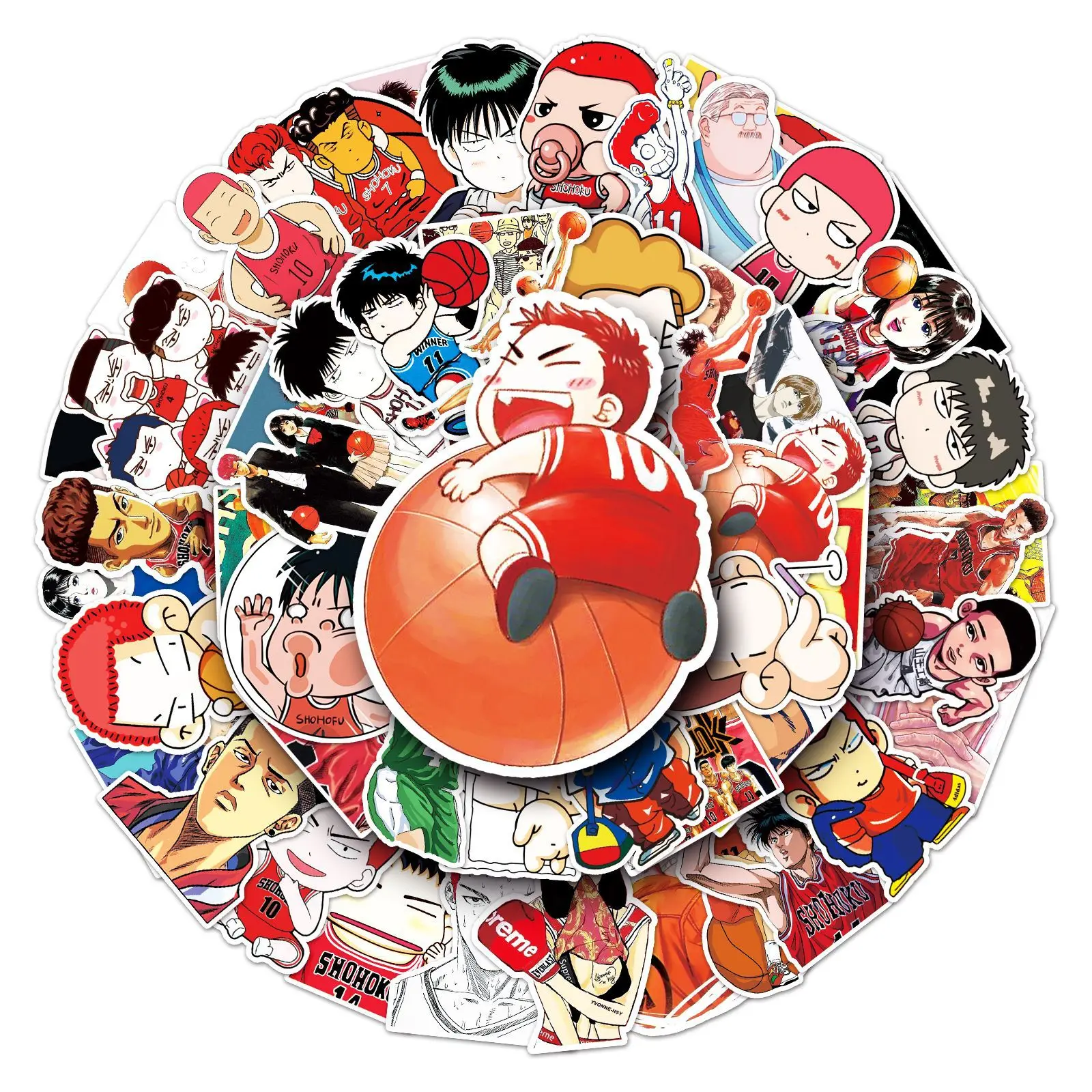 55 Stück Cartoon Animation Slam Dunk Japanische Comic-Figuren Graffiti Wasserfeste Gepäck- und Laptop-Dekorationsaufkleber
