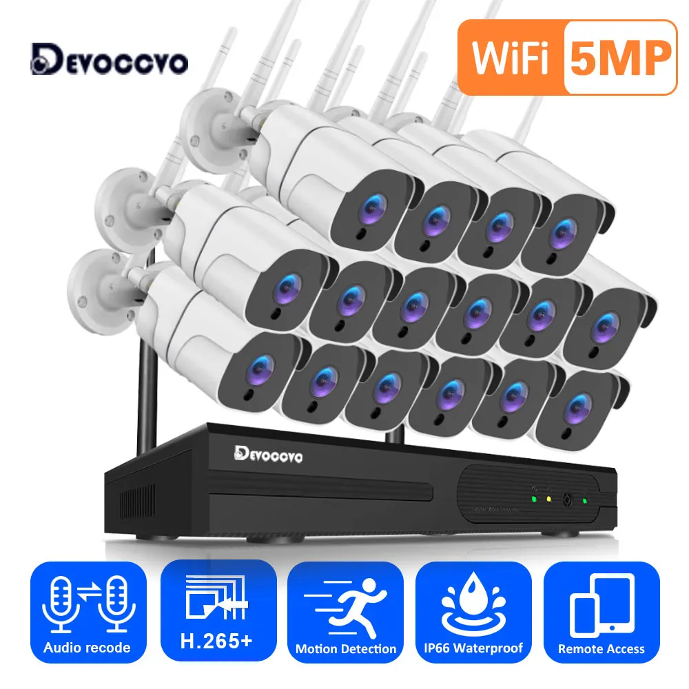 5MP HD Wireless CCTV System 16CH Wifi NVR Kit Outdoor Waterproof IP Security Camera Wifi Wireless Set 8CH Wifi Surveillance Kit