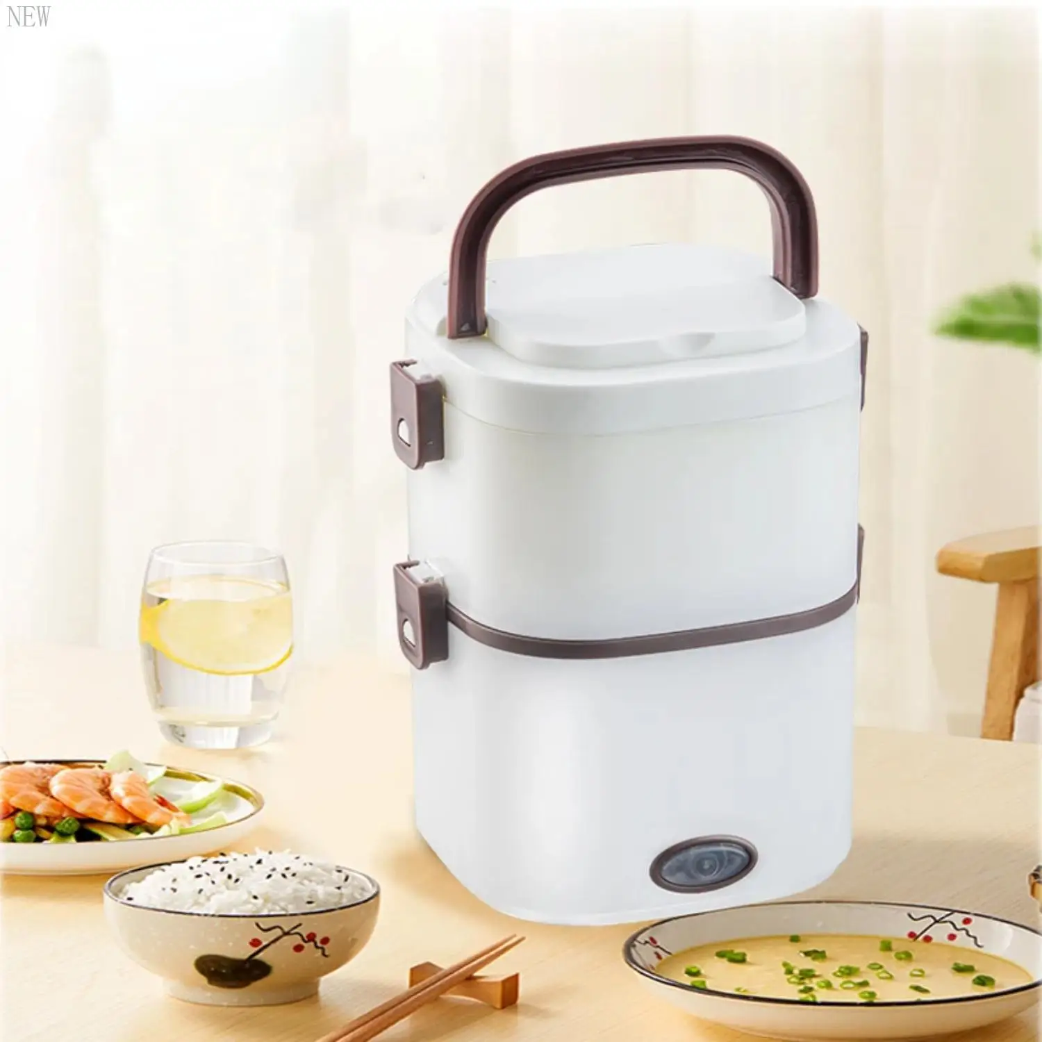 

NEW Convenient 2 Layers 220V Electric Self-Heating Rice Cooker Lunch Box, Efficient Self-Cooking Machine, Food Steamer and Conta