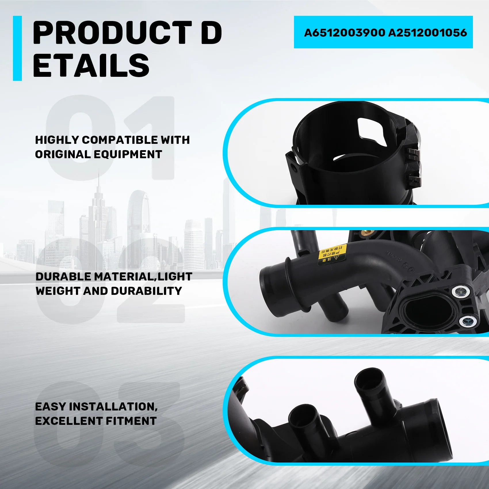 

Fuel Filter Housing Thermostat Water Hose Interface For Mercedes Benz GLK250 ML250 2013-2017-A6512003900 A2512001056