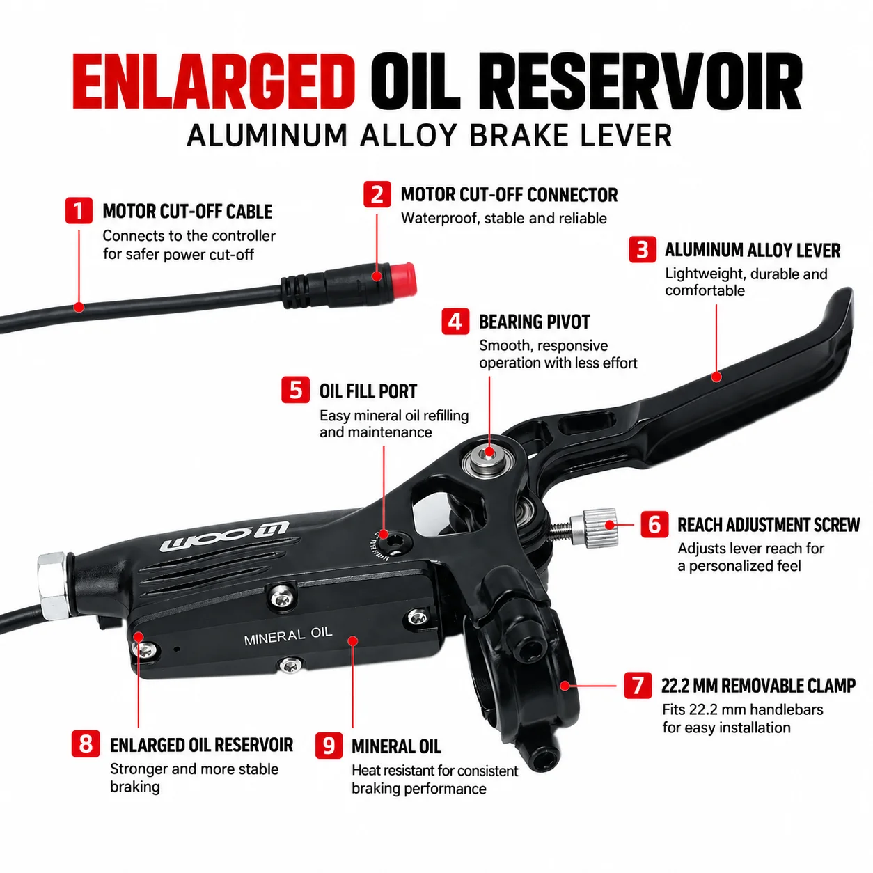 ZOOM HB-950E Hydraulic Disc Brake, 4 Piston, With Power Cut-off Front 1000mm Rear 1800mm for E-Bike Motor Cycling Accessories
