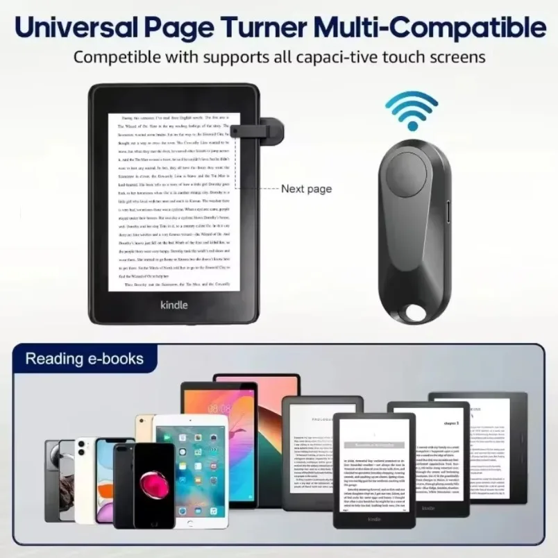 For Paperwhite Oasis Voyage E-Reader Type-C Rechargeable Kindle Page Turner Remote Control 2.4G Wireless Clip-on Mute Button