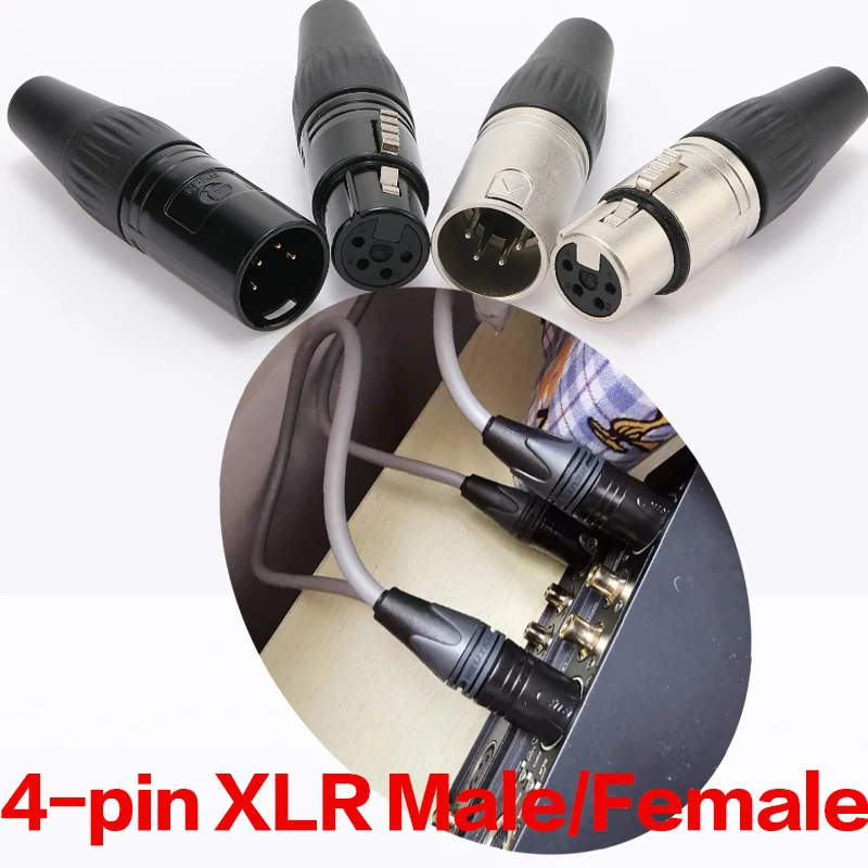 Professional  4-Pin XLR Connector RCX4F-N-012 Balanced Male/Female Pair for Audio Recording Stage Studio EquipmentHigh-Fidelity