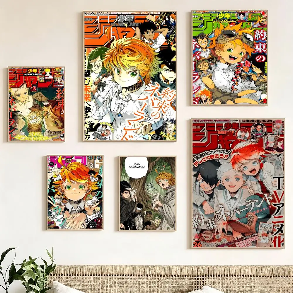 Psychological Anime T-The Promised Neverland Poster impermeable para el hogar sala de estar dormitorio bar decoracion estetica