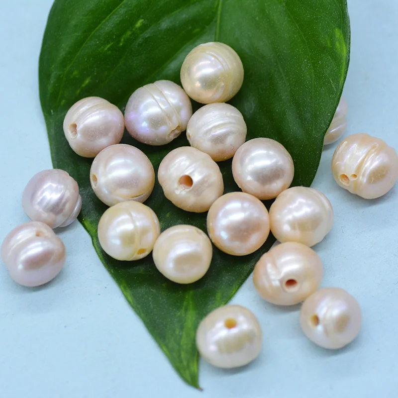 200pcs/lot 9-10mm 2mm Big Hole White Loose Freshwater Pearl Beads