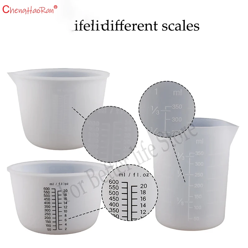 1Pc 30ML-1000ML Silicone Measuring Cup Transparent With Scale Separating Cups DIY Cake Epoxy Resin Jewelry Making Tools
