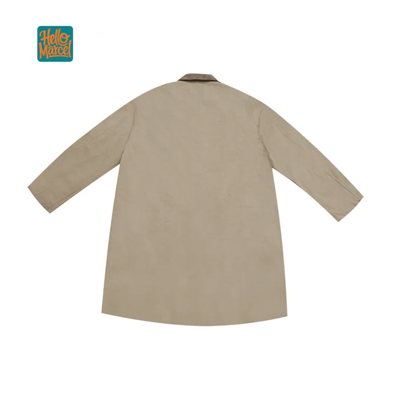 HELLOMARCEL Luxury Quality EU US Size Men Street Jacket Autumn Winter Commute Simple Mid-Length Khaki Trench Jacket Coat
