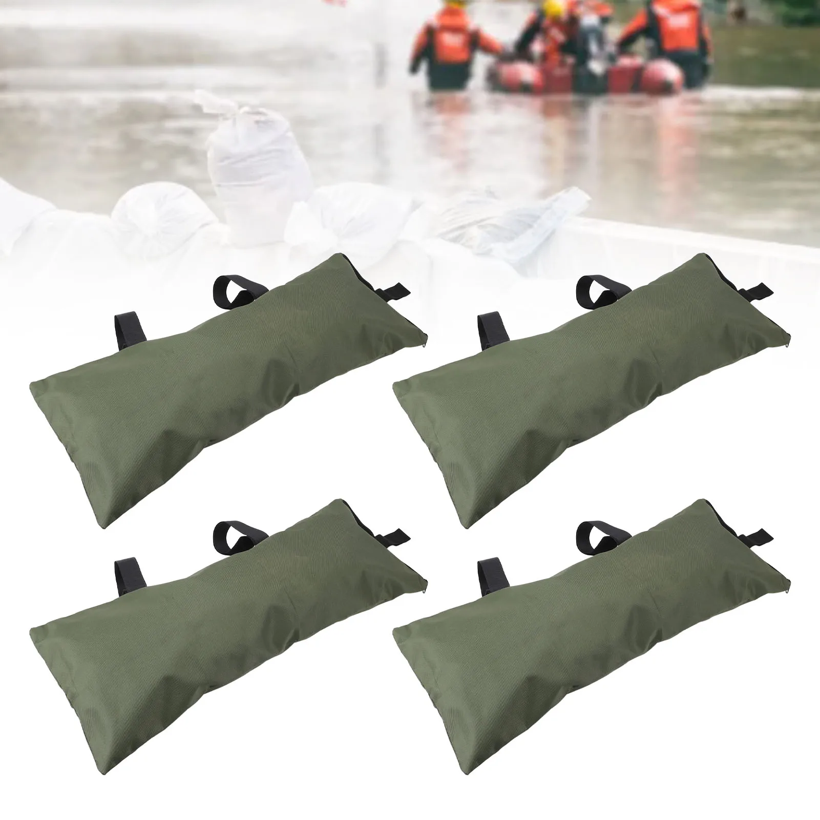 4-個の洪水水道バリア土嚢多機能-600d-オックスフォード布グリーン雨風洪水バリア土嚢屋外用