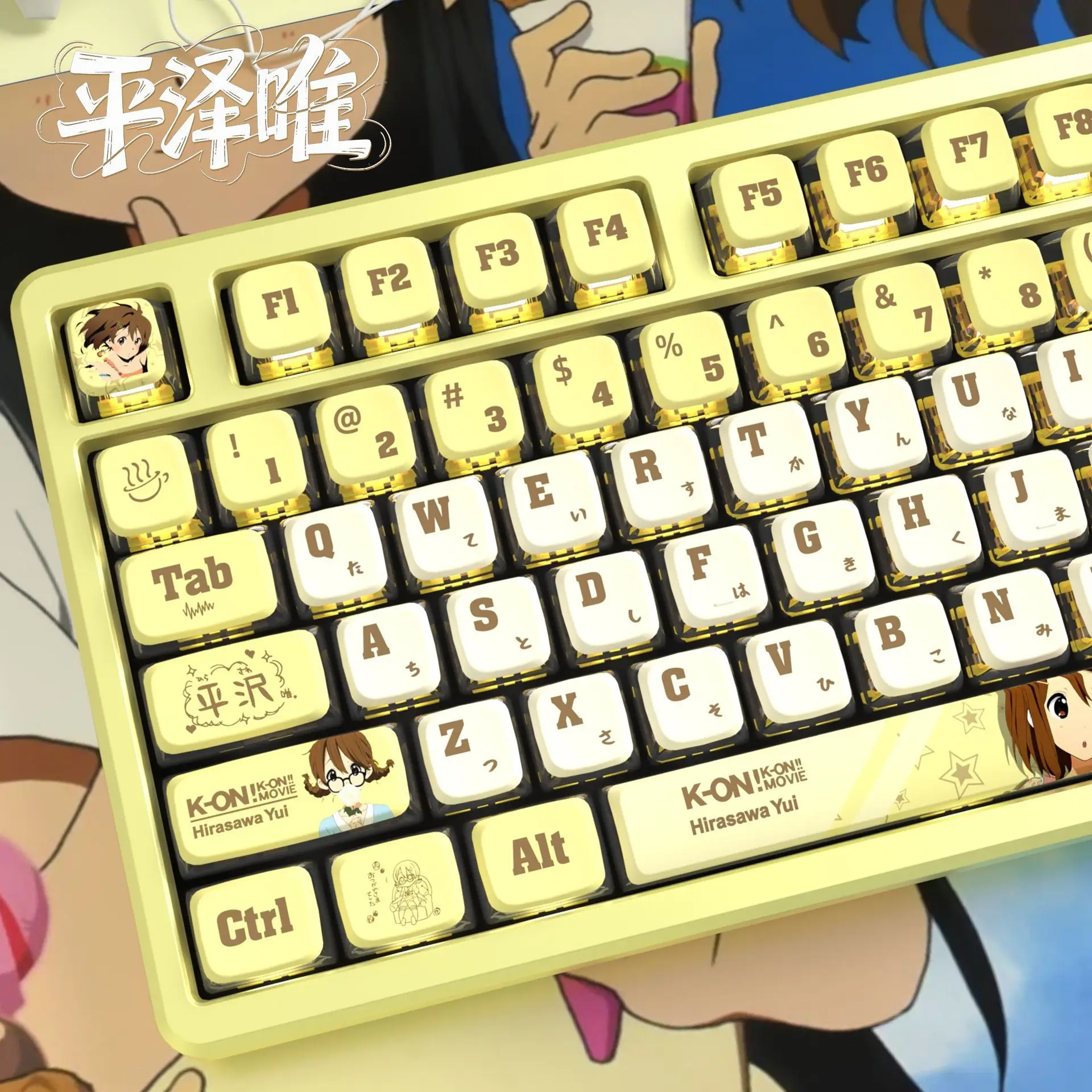 125 clés K-On! Yui Hirasawa Keycaps quatre faces pouding Transparent OEM PBT Sublimation pour clavier mécanique Made68 Wooting 60