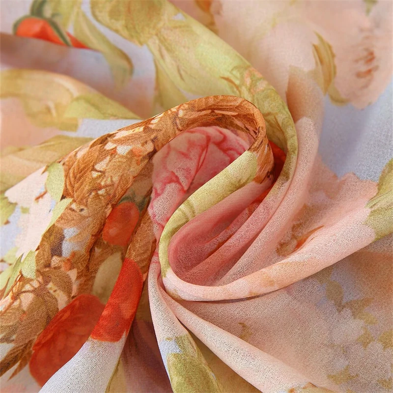 Keyanketian outono novo estilo de férias feminino manga comprida decoração de renda em camadas com decote em v vestido de impressão floral saia longa