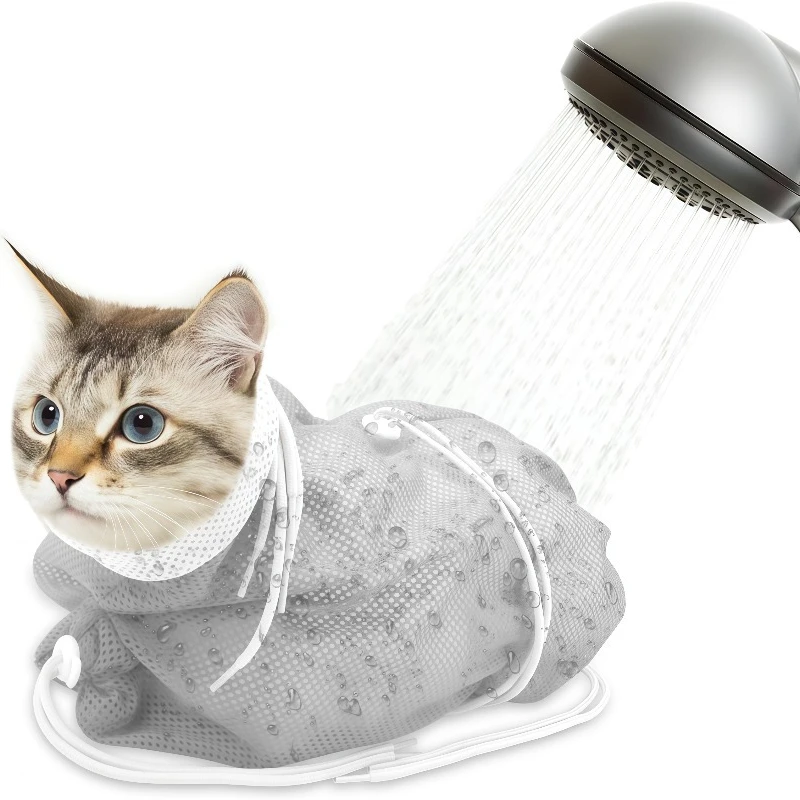 Durable Cat Grooming Bag Cat Bath Bag Adjustable Anti-bite Cat Bathing Bag with Breathable for Grooming for Medicine for Cats