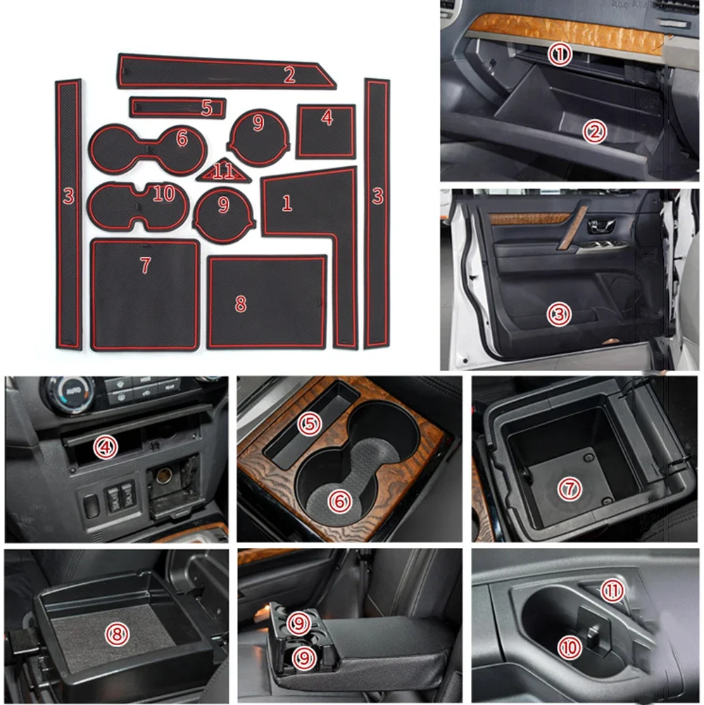 For Mitsubishi Pajero Door Slot Mat Car Gate Groove Cushion with Rubber Cup Holder Mats Anti-slip Carpets Position