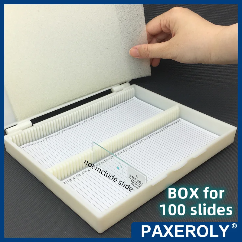 100 Slots Box for Microscope Slides Slot Size 76*1.5mm / 3*0.06inch Can Hold 100 Pieces Slides Science Lab Equipment