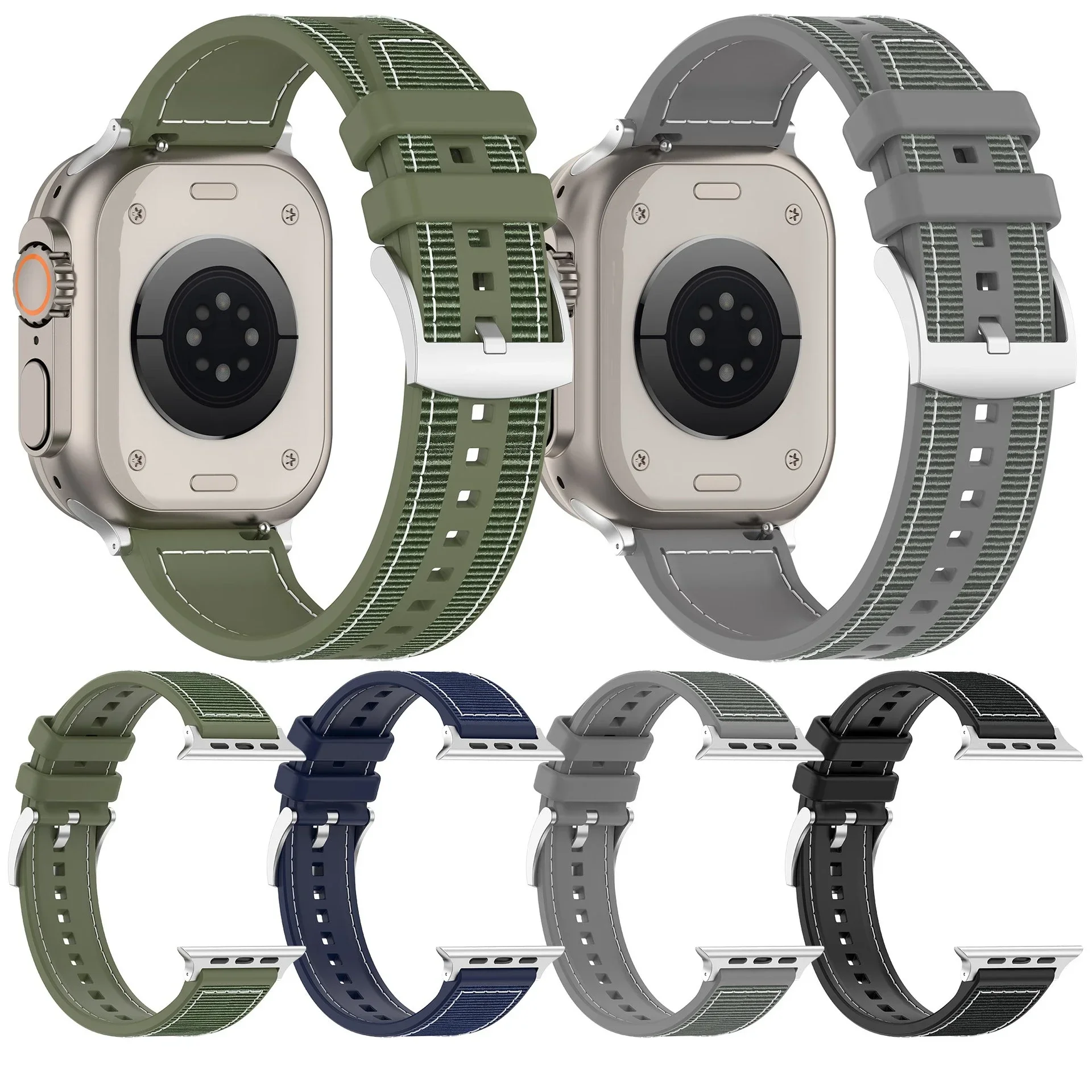 Pasek do Apple Watch Ultra 3 2 49mm 11 10 9 8 7 46mm 45mm 41mm, pleciony, z kompozytu silikonu i nylonu, bransoletka, opaska 6 5 SE 44mm 40mm